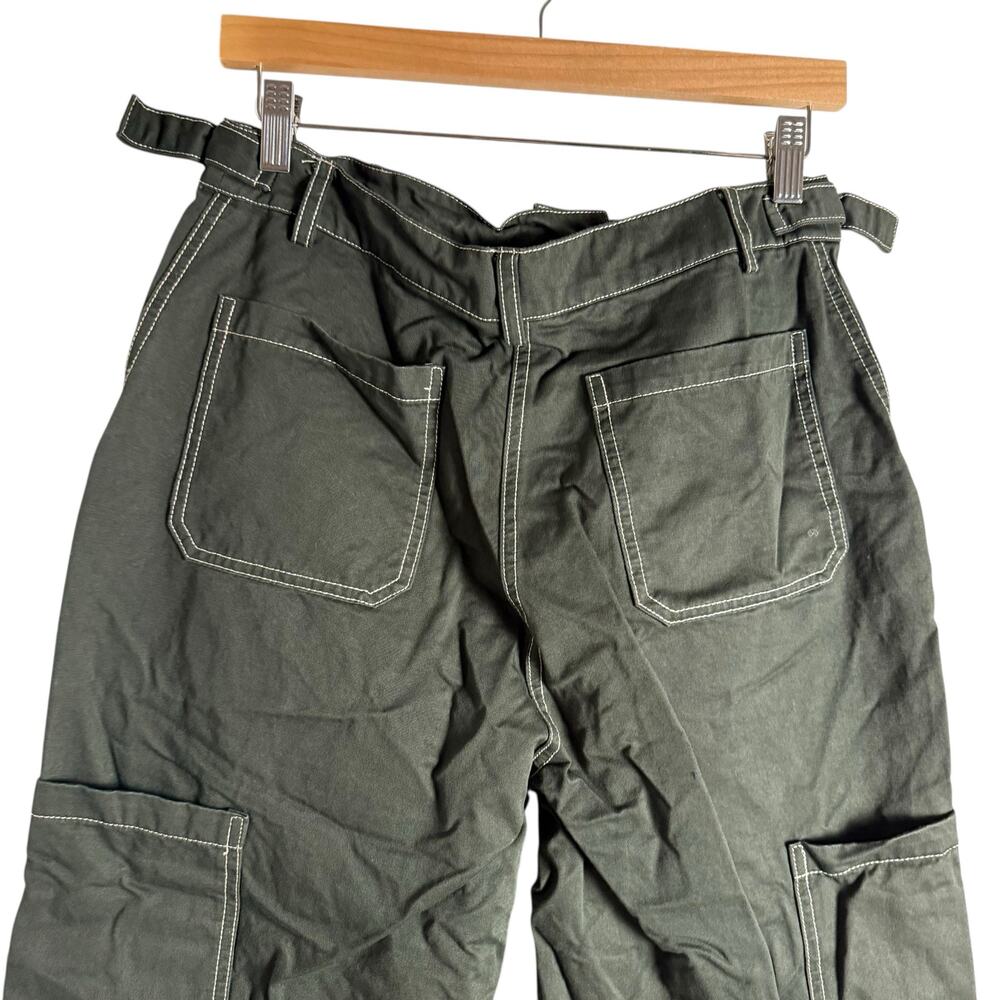 Ashley Park x RTR Olive Green Straight Leg Twill Cargo Pants Size 8 - Picture 9 of 13